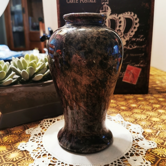 Vintage Green and Purple Solid Granite Vase Urn - Picture 4 of 11